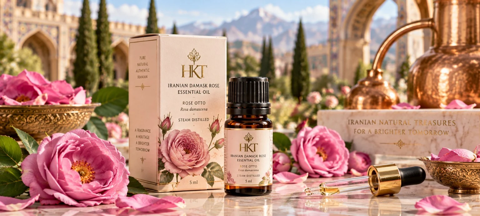 زيت الورد الدمشقي الإيراني Rose Otto من Rosa damascena للتوريد المهني والتصدير — HKT Export