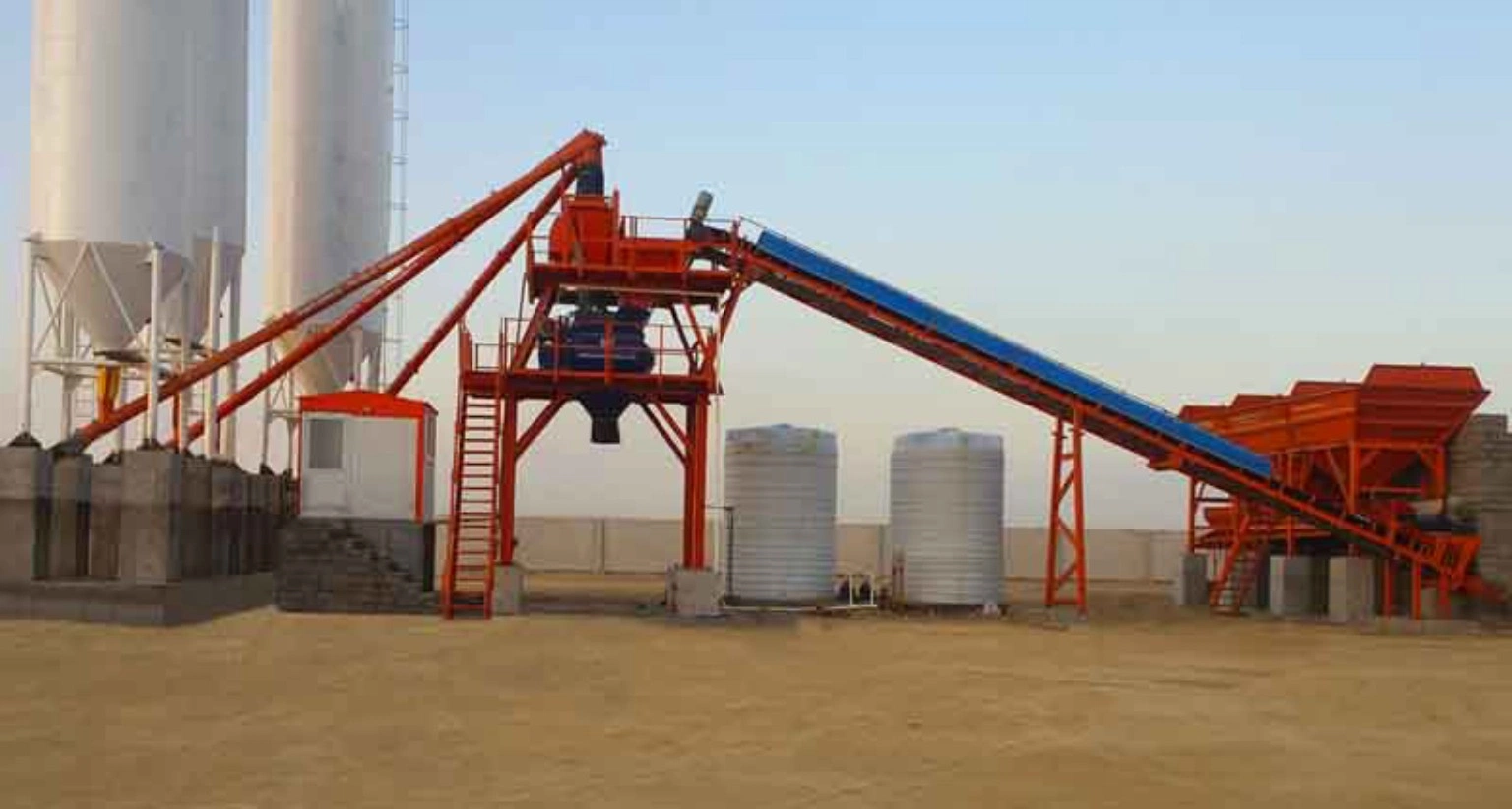 Concrete batching production line from Iran with aggregate, mixing and control systems