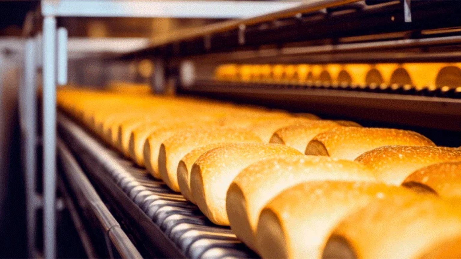 Continuous conveyor bread baking line and tunnel oven machinery sourced from Iran