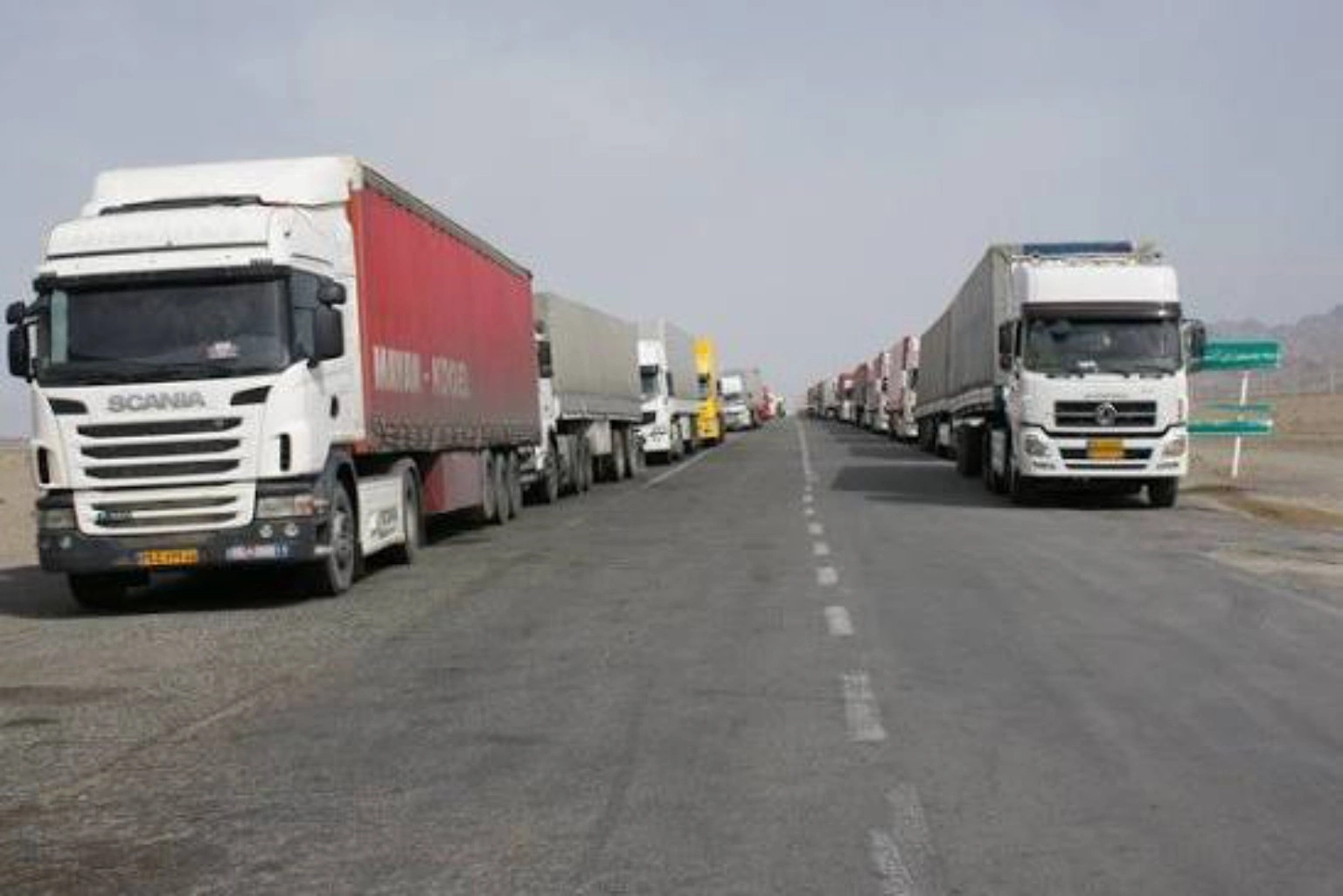 International road transport and cross-border freight from Iran International freight trucks on an overland route in Iran